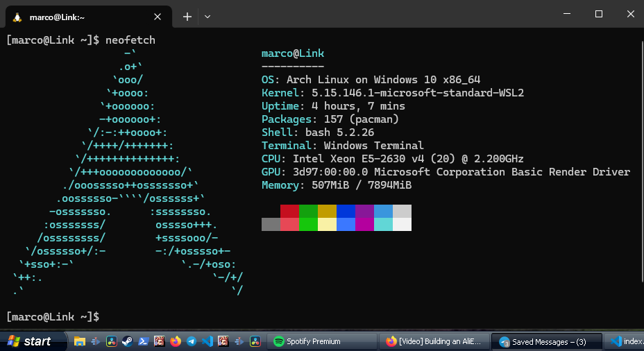 “neofetch of my new PC”